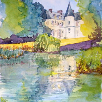 Peinture intitulée "Le Château de Thémé…" par Michel Munier, Œuvre d'art originale, Aquarelle
