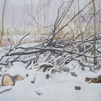 "Forêt enneigée" başlıklı Tablo Michel Munier tarafından, Orijinal sanat, Suluboya