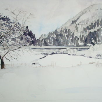 「Lac des Vosges」というタイトルの絵画 Michel Munierによって, オリジナルのアートワーク, 水彩画