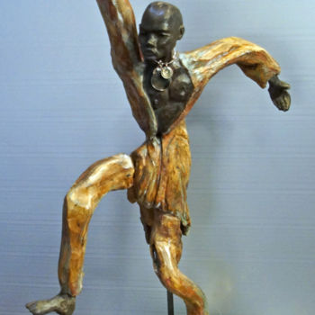 Sculpture titled "Massaï" by Michel Neuville, Original Artwork, Wood