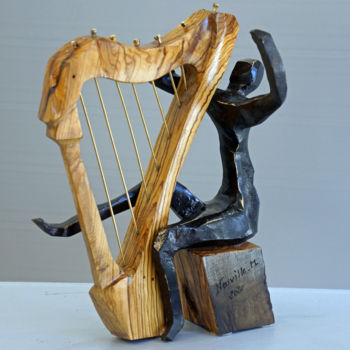 Sculpture titled "HARPE" by Michel Neuville, Original Artwork, Bronze