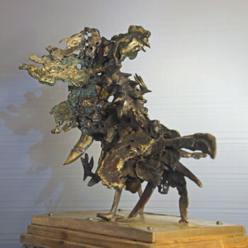 Sculptuur getiteld "COMBAT DE COQS" door Michel Neuville, Origineel Kunstwerk, Bronzen