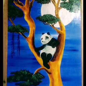 Pittura intitolato "Panda" da Patrizia Micheloni (Pz20FantaGhiro), Opera d'arte originale, Acrilico Montato su Pannello di l…