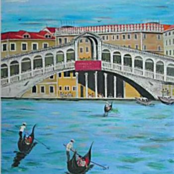 Peinture intitulée "Gondoles vénitienne…" par Michel Salvigni, Œuvre d'art originale