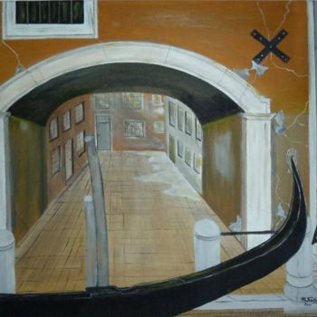 Painting titled "impasse sur canal v…" by Michel Salvigni, Original Artwork