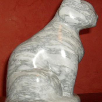 Sculpture titled "Le chat" by Michel Thevenet, Original Artwork, Stone