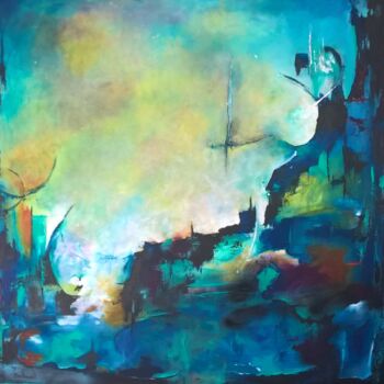 Painting titled "Caraïbes 6" by Joelle Michenet, Original Artwork, Acrylic
