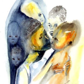 Pintura titulada ""Le baiser"" por Mireille Dubois-Vanhove, Obra de arte original, Oleo