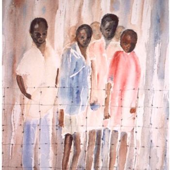 绘画 标题为“Derrière les barbel…” 由Mireille Dubois-Vanhove, 原创艺术品, 油