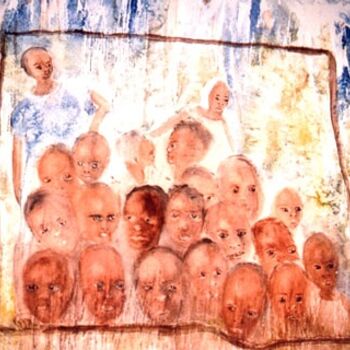 Schilderij getiteld "Fenêtre sur l'Afriq…" door Mireille Dubois-Vanhove, Origineel Kunstwerk, Olie
