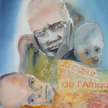 Painting titled "Au coeur de l'Afriq…" by Mireille Dubois-Vanhove, Original Artwork, Oil