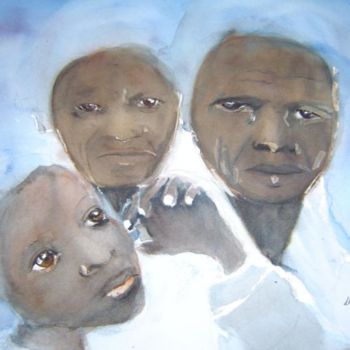 Painting titled "Ma seule famille" by Mireille Dubois-Vanhove, Original Artwork, Oil