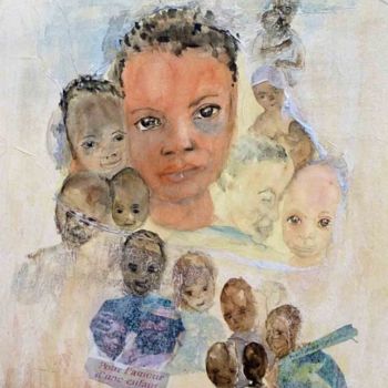 Pintura intitulada "Pour l'amour des en…" por Mireille Dubois-Vanhove, Obras de arte originais, Óleo
