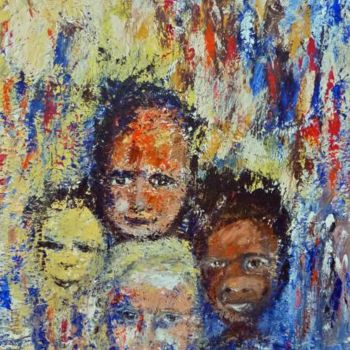 Peinture intitulée "Enfants du monde" par Mireille Dubois-Vanhove, Œuvre d'art originale, Huile