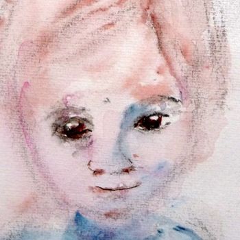 绘画 标题为“portrait enfant” 由Mireille Dubois-Vanhove, 原创艺术品