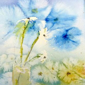 Painting titled "Carte fleur 3" by Mireille Dubois-Vanhove, Original Artwork