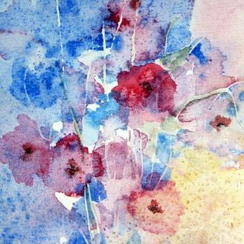 Pittura intitolato "Carte fleur 7" da Mireille Dubois-Vanhove, Opera d'arte originale
