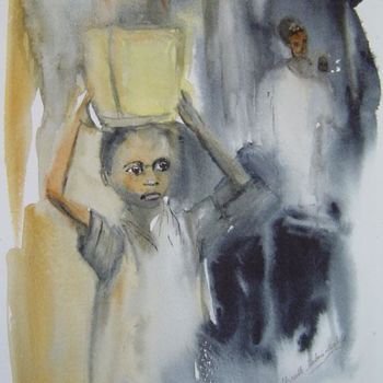 Peinture intitulée "La petite porteuse…" par Mireille Dubois-Vanhove, Œuvre d'art originale, Huile