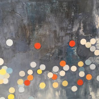 Painting titled "les ballons 2" by Michèle Mazzacurati, Original Artwork, Oil