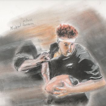 Drawing titled "Rugby" by Mickael Aussem, Original Artwork