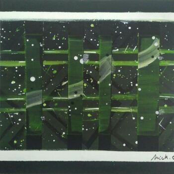 Peinture intitulée "Vert & Flocons" par Mickaël Carrié, Œuvre d'art originale, Acrylique Monté sur Châssis en bois