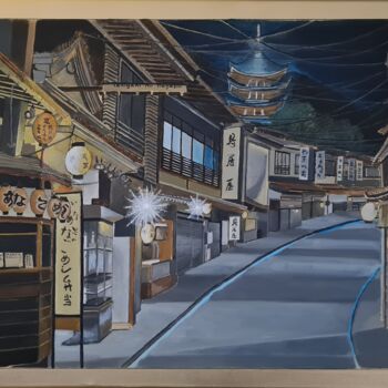 Painting titled "" Street In Japan b…" by Mickael Hert, Original Artwork, Acrylic