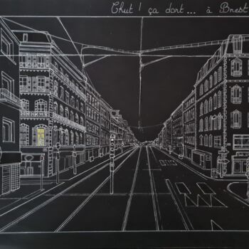 Disegno intitolato "" Brest - Jean Jaur…" da Mickael Hert, Opera d'arte originale, Biro