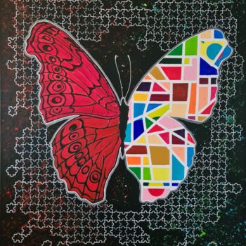 Pintura titulada "" Butterfly "" por Mickael Hert, Obra de arte original, Acrílico