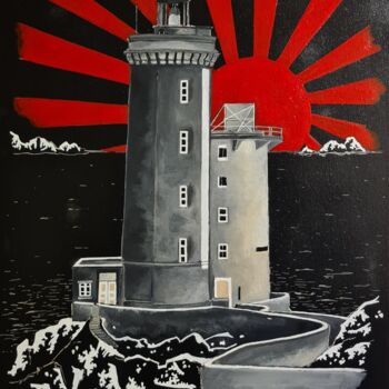 Painting titled "Le Phare et son cou…" by Mickael Hert, Original Artwork, Acrylic