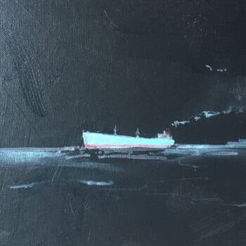 Painting titled "Bateau quittant le…" by Mickael Philippe, Original Artwork, Acrylic