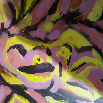 Painting titled "nuance jaune et rou…" by Mickael Brunier, Original Artwork, Acrylic
