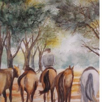 Peinture intitulée "chevaux" par Mickael Thébault, Œuvre d'art originale