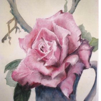Malerei mit dem Titel "rose" von Mickael Thébault, Original-Kunstwerk