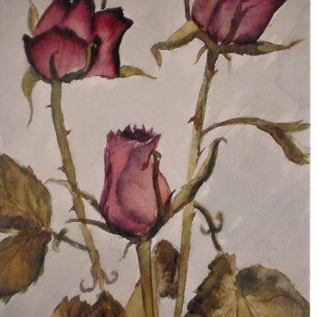 Painting titled "rosiers" by Mickael Thébault, Original Artwork