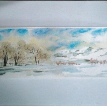 Peinture intitulée "paysage enneigé" par Mickael Thébault, Œuvre d'art originale