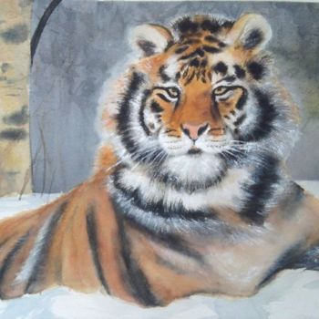 Painting titled "tigre" by Mickael Thébault, Original Artwork