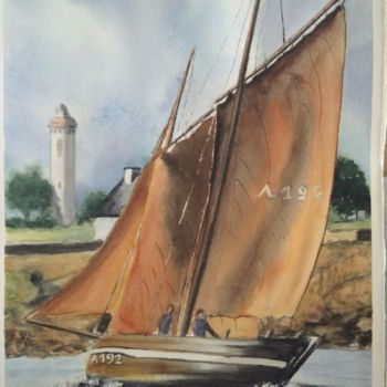 Painting titled "bateau" by Mickael Thébault, Original Artwork