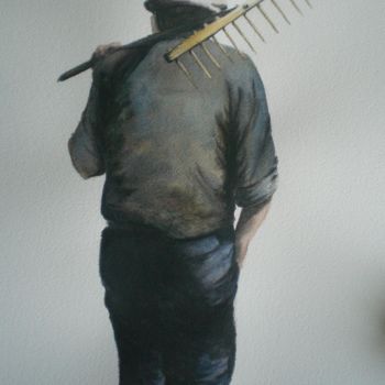 Peinture intitulée "retour de fenaison" par Mickael Thébault, Œuvre d'art originale