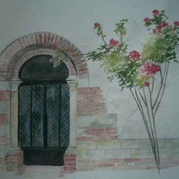 Peinture intitulée "porte aux roses" par Mickael Thébault, Œuvre d'art originale
