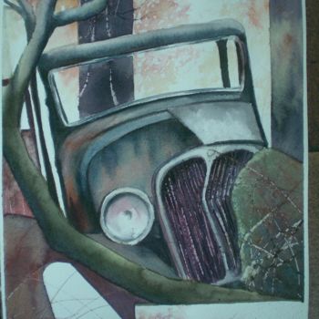 Peinture intitulée "vieille voiture" par Mickael Thébault, Œuvre d'art originale