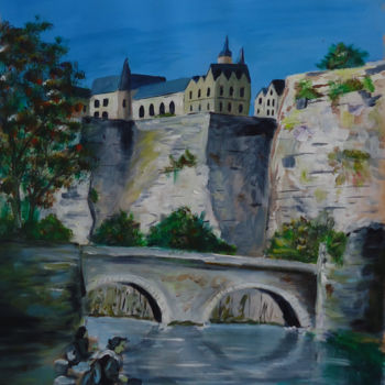 Painting titled "Luxembourg, Le pont…" by Mickael Vadin, Original Artwork, Oil