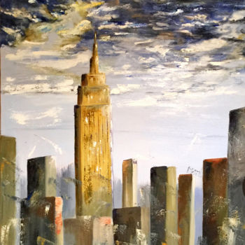 Peinture intitulée "New-York The Empire" par Mickael Vadin, Œuvre d'art originale, Huile
