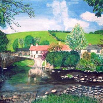 Painting titled "Devon Village" by Mick Hawkes, Original Artwork