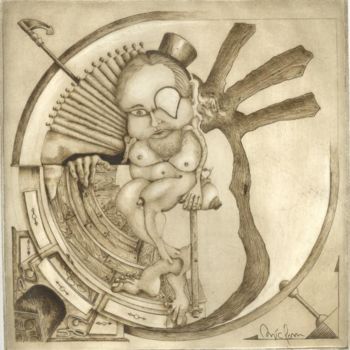 Printmaking titled "embryon désseché" by Mictorn, Original Artwork, Engraving