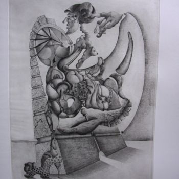 Gravures & estampes intitulée "le sanctuaire de to…" par Mictorn, Œuvre d'art originale, Gravure