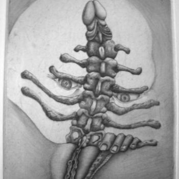 Printmaking titled "cerebrale anatomie" by Mictorn, Original Artwork, Engraving