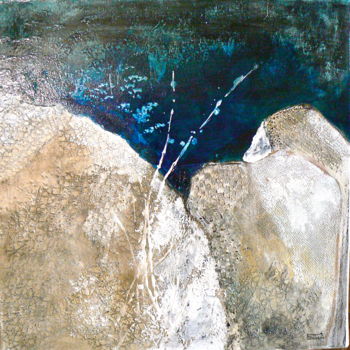 Peinture intitulée "Rocher dans la Drôme" par Michèle Genvrin, Œuvre d'art originale