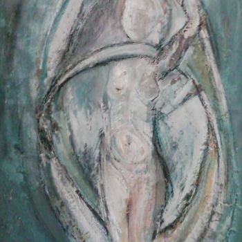Painting titled "Woman" by Mie Gers, Original Artwork, Oil Mounted on Wood Stretcher frame