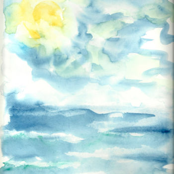 Painting titled "Rayon de soleil" by Miel, Original Artwork, Watercolor