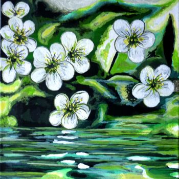 Pintura titulada "flores d'água" por Nas, Obra de arte original, Acrílico